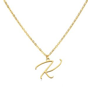 Letter K Cursive Initial Necklace